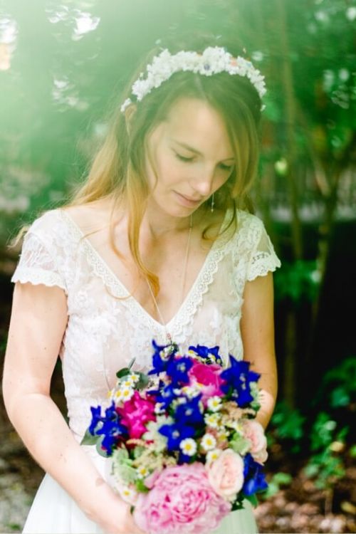 Hochzeitsfotografie Braut mit Blumenstrauss